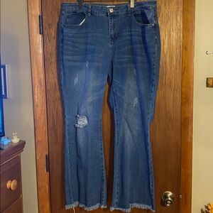 Vibrant Blue Distressed Flare Jeans❤️